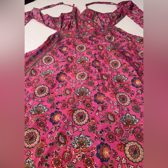 Kohinoor Pakastani Designer Open Back Pink & Gold Maxi Dress Size M Maximalist - Picture 6 of 12